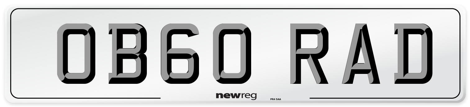 OB60 RAD Number Plate from New Reg